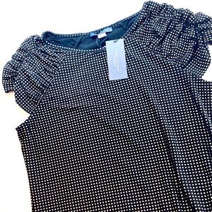 T04 Tommy Hilfiger Black Gold Gathered Short Sleeve   Shirt